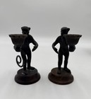 Pair Of Mcm Cast Bronze Vintage Monkey Candle Holders 5 5    Candelabras
