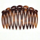 Vintage Classic Brown Plastic Rhinestone Detail Hair Comb Made In France