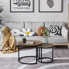 Nesting Coffee Table Set Of 2 Round Wood Top Side Tables Living Room