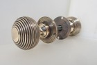 Antique Brass Beehive Door Knobs Handles Plates Reeded Vintage Old Bronze
