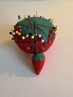 Vintage Tomato With Strawberry Pin Cushion With Pins For Sewing Clean  Ex Con