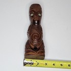 Vintage Maori Totem Tiki Tekoteko Sculpture  Carved Wood Paua Shell Eyes