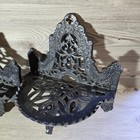 Cast Iron Wall Sconce X 2 Vintage Tea Light Holders Gothic Pattern Satin Black
