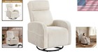 Nursery Glider Chair Swivel Rocking Chair With Side Pockets Beige Lounge