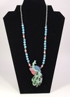 Nib Lee Sands Inlay Mother Of Pearl Peacock Pendant And Beaded Necklace 22 long