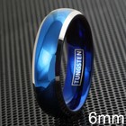 8mm Tungsten Carbide Men s Blue Domed With Beveled Silver Edge Wedding Band Ring
