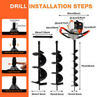 52cc Gas Powered Earth Auger Post Hole Digger Borer Ground Fence Drill W 3 Bits