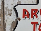Vintage Arcade Toys Porcelain Sign Rare Old Cast Iron Childrens Train Truck Toy