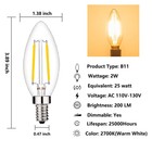 25 Watt Equivalent Type B11 Light Bulbs Candelabra Base Warm White 2700k  2w    