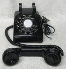 Vintage 1960s Itt Model 500 Series 4-69 Black Rotary Dial Desk Table Telephone