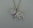Large Sterling Silver French Bulldog Standing Study Pendant 