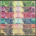 Zimbabwe Set 6 2 5 10 20 50 100 Dollars P 101 102 103 104 105 106 Unc Banknote