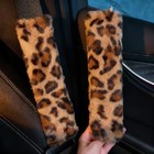 2 Pack Seat Belt Cover Pad  Soft Plush Leopard Print Seatbelt Straps Covers