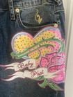 Baby Phat Jean Co Y2k Denim Skirt Mini Size 14 Embroidered Sequin