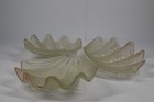 3 Vintage Clamshell Art Deco Glass Lamp Shades Clear Lighting Htf Beach House
