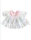 Vintage Pastel Pink   White Ruffled Lace Infant Baby Girl Dress