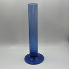 Vintage Mcm Blue Glass With Base Tall Glass Bud Vase