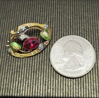 Antique Gold Filled Art Nouveau Enameled Red Stone Pin Brooch Pendant Estate 
