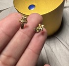 Gold Tone Cross Stud Earrings Metal Butterfly Back No Stone Religious