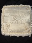 Set Of 2 White Satin Nuestra Boda Wedding Kneeling Pillows - Cojines De Boda
