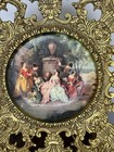 Vintage Ornate Brass Victorian Women Filigree Circle Frame Wall Plate