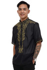 Men s Jusi Black Short Sleeved Barong Tagalog -  Jv111