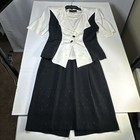 David Benjamin Collection Women   s Blouse With Skirt Black off White Size-4  0162