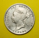 S3 - Canada 25 Cents 1900 Very Fine     Silver Coin - Queen Victoria     Nice