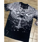 Y2k Affliction Style Streetwear Tee Gothic Skull Cross Print Trendy Graphic T-sh