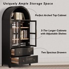 71  Tall Arched Kitchen Pantry Cabinet Glass Door Storage Cupboard White black