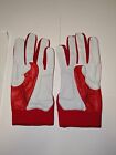 Adult  Batting Gloves Xl Red white Short Cuff Cabretta Leather Comfort 