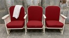 3 Theater Seats  Vintage Red Upholstered Tip-up Cinema Auditorium Seating  A58