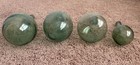 Antique Green Aqua Glass Utility Bottles  Blown Globular Bubbled No Seams Set 4
