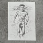 Original Graphite Nude Male Painting     Fine Art Drawing