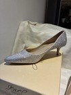 Badgley Mischka Champagne Rhinestone Pointed Kitten Heel Women   s 7 5