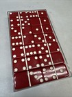 Vtg Set Red Bakelite Crisloid Plastic Dominoes Case Playing Brochure Texas 42