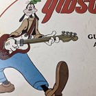 Vintage Gibson Guitars - Acoustic Electric Bass Porcelain Gas Station Goofy Sign
