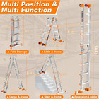 Telescoping A-frame Ladder With Wheels   Stabilizer Bar - 14ft Folding Extension