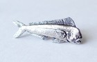 Mahi Mahi Lapel Hat Pin Silver Tone Tropical Dolphinfish Sport Fish Dinner