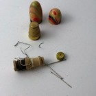 Antique Art Deco Hand Painted Celluloid Sewing Kit With Thimble  Needle Case 2 