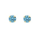 Baby Earrings Blue Cz Solid 14k Gold Screw Protective Backs  3mm 