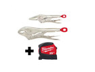 Milwaukee -torque Locking Pliers Set   Compact Wide Blad With 12 Ft  Standout