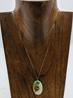 Vintage Native American Navajo Signed Pe Sterling Turquoise Necklace Pendant