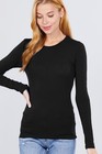  active Basic  Long Sleeve Plain Crew Neck T-shirts Cotton spandex Junior Size