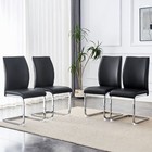 4x Dining Chair Modern Pu Leather Upholstered High Back Kitchen Seat Light Black