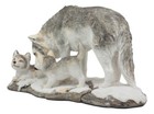 Denizens Of Twilight Large Winter Snow Wolf Mother And Pups Family Statue 9 75 l