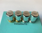 Two Pairs Tiffany   Co  Sterling Silver Gold Salt Pepper Shakers W  Box