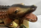 Souvenir Vintage Ashtray Florida Gator Alligator Green   Brown Pottery