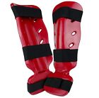 New Foam Dipped Shin Instep Guard Pads Martial Arts Karate Tkd Mma  Red - White