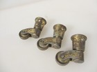 Vintage Metal Furniture Castors Trolley Table Wheels Old Brass Plated X3